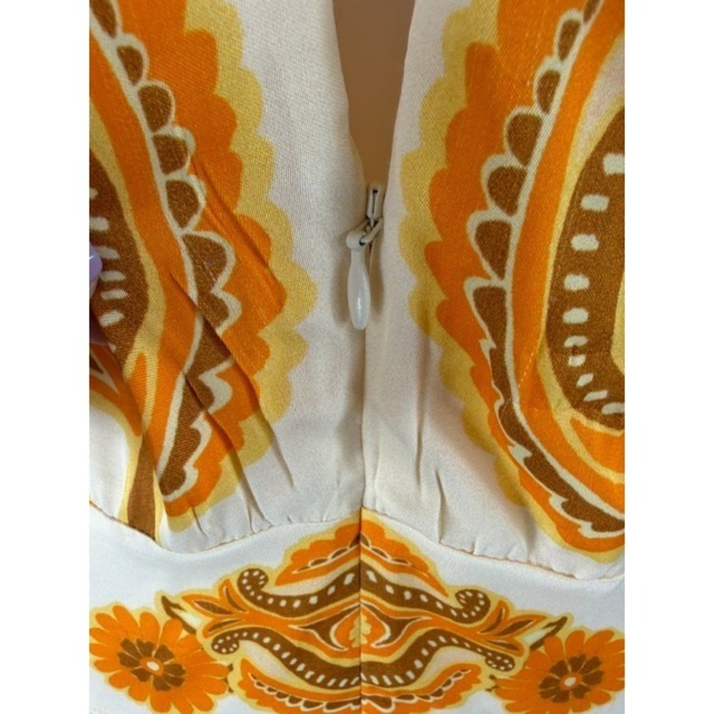 Farm Rio Anthropologie Maxi Dress XL Yellow Floral Retro Boho Tropical Chic - Picture 7 of 16